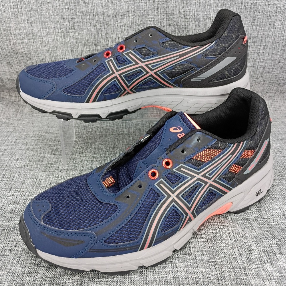 LN Cond. Asics Gel Venture 6 Womens Running Shoes 9.5 T7G6N Navy/Salmon No Laces
